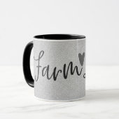 Mug Rustic Farm Life Gris Burlap Texture Whimsical (Devant gauche)