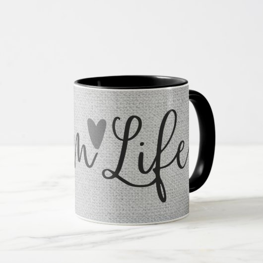 Mug Rustic Farm Life Gris Burlap Texture Whimsical (Devant droit)