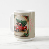 Mug Rustic Farmhouse Camion Rouge Noël personnalisable (Devant gauche)