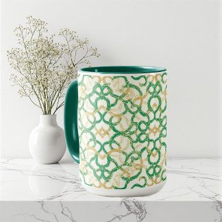 Mug Rustic Farmhouse Celtic Design Vintage Art Green