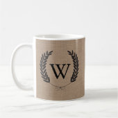Mug Rustic Faux Burlap & Black Laurels (Gauche)