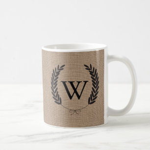 Mug Rustic Faux Burlap & Black Laurels