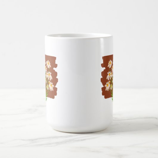 Mug Rustic floral design on brown background (Centre)