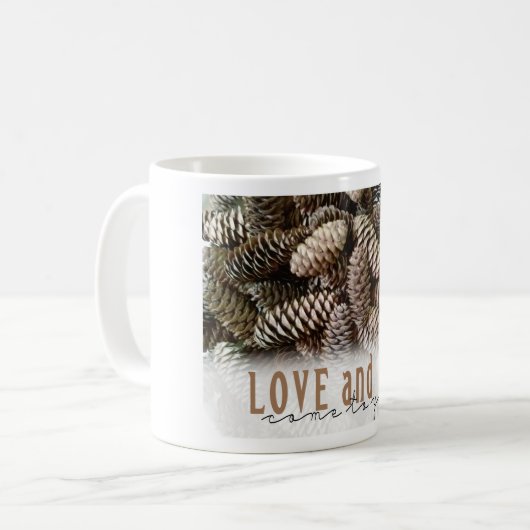 Mug Rustic Holiday Love and Joy Pine Cone (Devant gauche)
