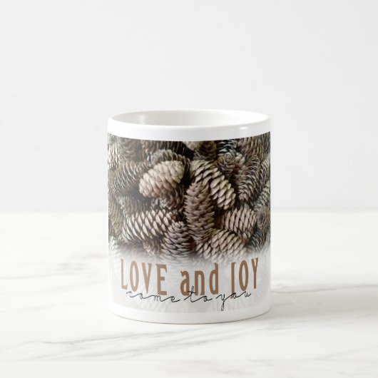 Mug Rustic Holiday Love and Joy Pine Cone (Centre)