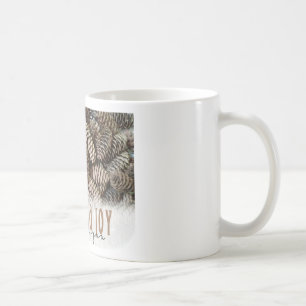 Mug Rustic Holiday Love and Joy Pine Cone