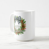 Mug Rustic Holly Wreath White Black Checkered Bow (Devant gauche)