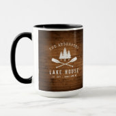 Mug Rustic Lake House Oars Trees Bois Imprimer Grand (Gauche)