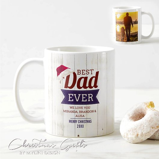 Mug Rustic Meilleur Papa Jamais Photo Cadeau de Noël