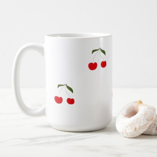 Mug Rustic Modern Cherry Patterns Water Bottle (Avec donut)