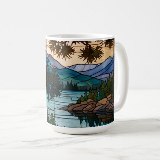 Mug Rustic mountain range landscape stain glass (Devant droit)