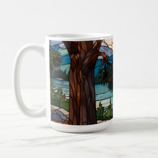 Mug Rustic mountain range landscape stain glass  (Gauche)