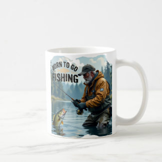 Mug Rustic Né pour aller Pêcher Grand-père