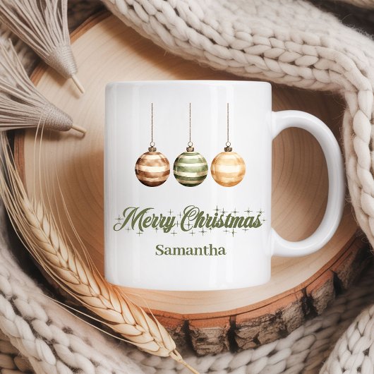 Mug Rustic neutral Scandinavian style custom name Xmas