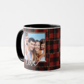 Mug Rustic Red Buffalo Plaid Customizable Family Photo (Devant gauche)