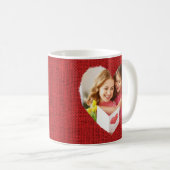 Mug Rustic Red Burlap Heart Mom Photo Fête des mères (Devant droit)
