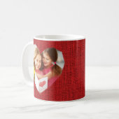 Mug Rustic Red Burlap Heart Mom Photo Fête des mères (Devant gauche)