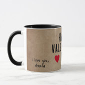 Mug Rustic Red Hearts Heureuse Sainte-Valentin petit a (Gauche)