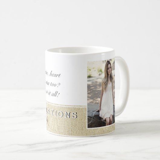 Mug Rustic Script Félicitations Graduation Photo (Devant droit)