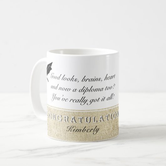 Mug Rustic Script Félicitations Graduation Photo (Devant gauche)