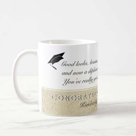 Mug Rustic Script Félicitations Graduation Photo (Gauche)