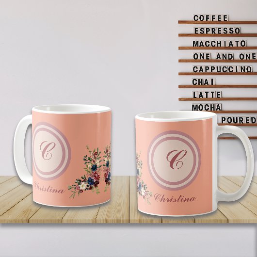 Mug Rustic Season Florals Custom Monogram