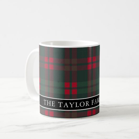 Mug Rustic Tartan Plaid Family Name (Devant gauche)