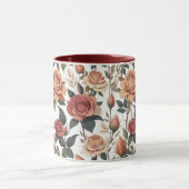 Mug Rustic Vintage Flower Red Rose Nature Print (Centre)