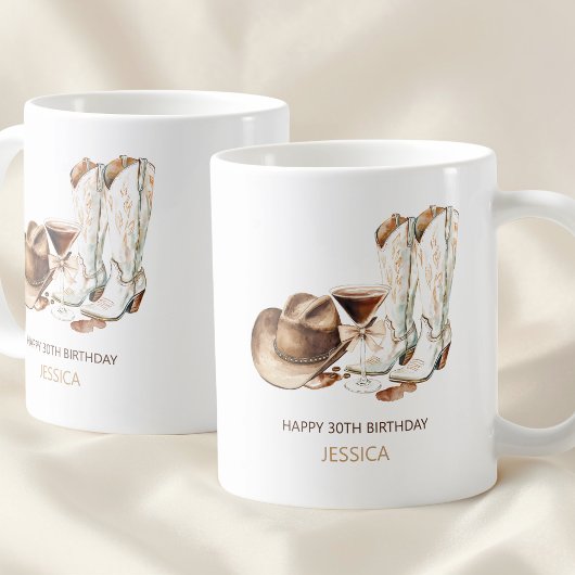Mug Rustic Western Cowgirl Boots Happy 30th Birthday