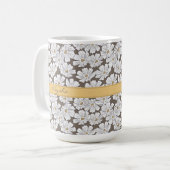 Mug Rustic White Flower Sketch Yellow Gray Custom Name (Devant gauche)