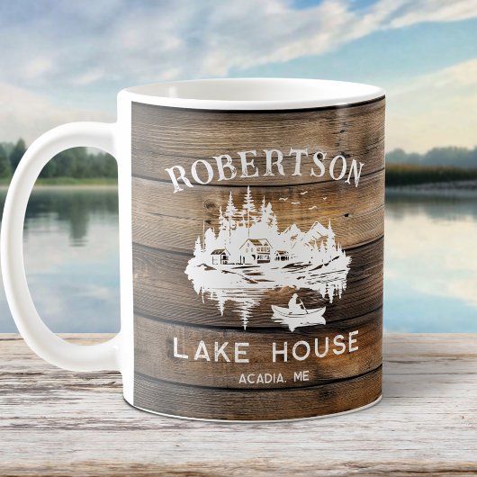 Mug Rustic Wood Lake Nom de famille