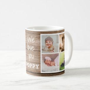 Mug Rustic Wood Love You Poppy 8 Photo Collage