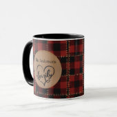 Mug Rustic Wood Red Buffalo Plaid Family Christmas (Devant gauche)