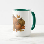 Mug Rustique Automne/Automne citrouille et feuille (Devant droit)