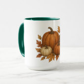 Mug Rustique Automne/Automne citrouille et feuille (Devant gauche)