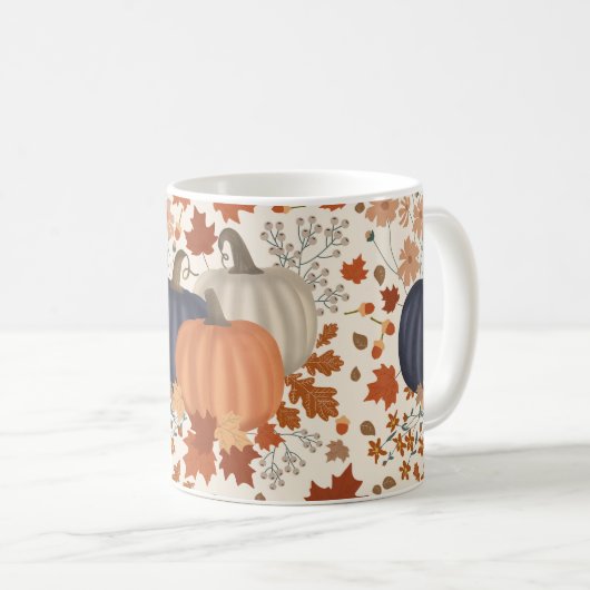 Mug Rustique Automne Citrouille Feuille Fleur sauvage (Devant droit)