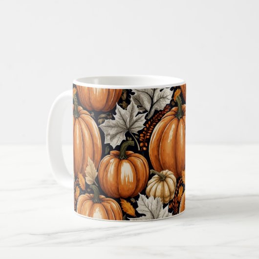 Mug Rustique Automne Citrouille Foliing Motif (Devant gauche)