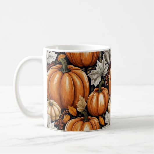 Mug Rustique Automne Citrouille Foliing Motif (Gauche)
