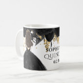 Mug Rustique Black Gold Floral Princesse Quinceanera (Devant gauche)