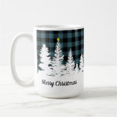 Mug Rustique bleu plaid buffalo forêt Joyeux Noël (Gauche)