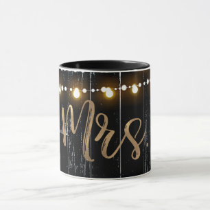 Mug Rustique Bois Sombre & Lumières Dorées de la Marié