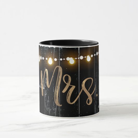Mug Rustique Bois Sombre & Lumières Dorées de la Marié (Centre)