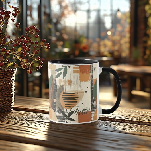 Mug Rustique Brushstroke - Personnalisé Earthy Abstrai