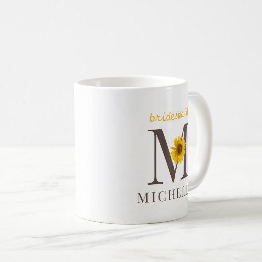 Mug Rustique Editable Sunflower Mariage (Devant droit)