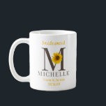 Mug Rustique Editable Sunflower Mariage<br><div class="desc">Un rustique moderne modifiable brun et jaune avec tasse de tournesol monogrammed. Déplacez le tournesol pour correspondre à votre initiale avec la typographie classique moderne. Toutes les couleurs de l'élément sont modifiables, il suffit de cliquer sur customiser plus loin et de sélectionner le calque à modifier. Message-moi si vous avez...</div>