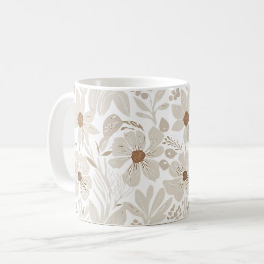Mug Rustique Fleur sauvage en terre cuite Boho Printem (Devant gauche)