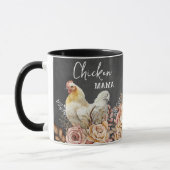 Mug Rustique Floral Aquarelle Poulet Mama (Gauche)