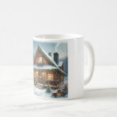 Mug Rustique hiver/Noël cabine enneigé (Devant droit)
