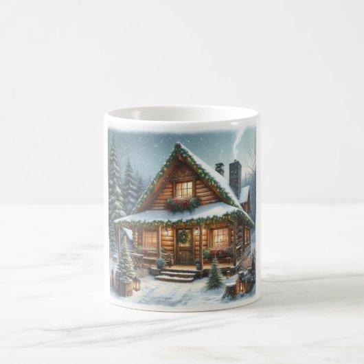 Mug Rustique hiver/Noël cabine enneigé (Centre)