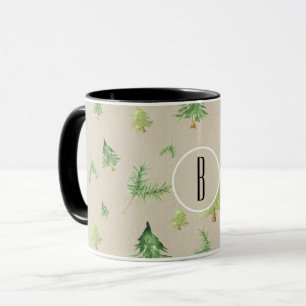 Mug Rustique minimal d'hiver de pins d'aquarelle